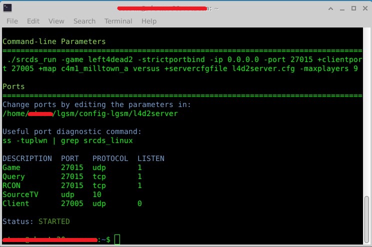 L4D2 console saying status started