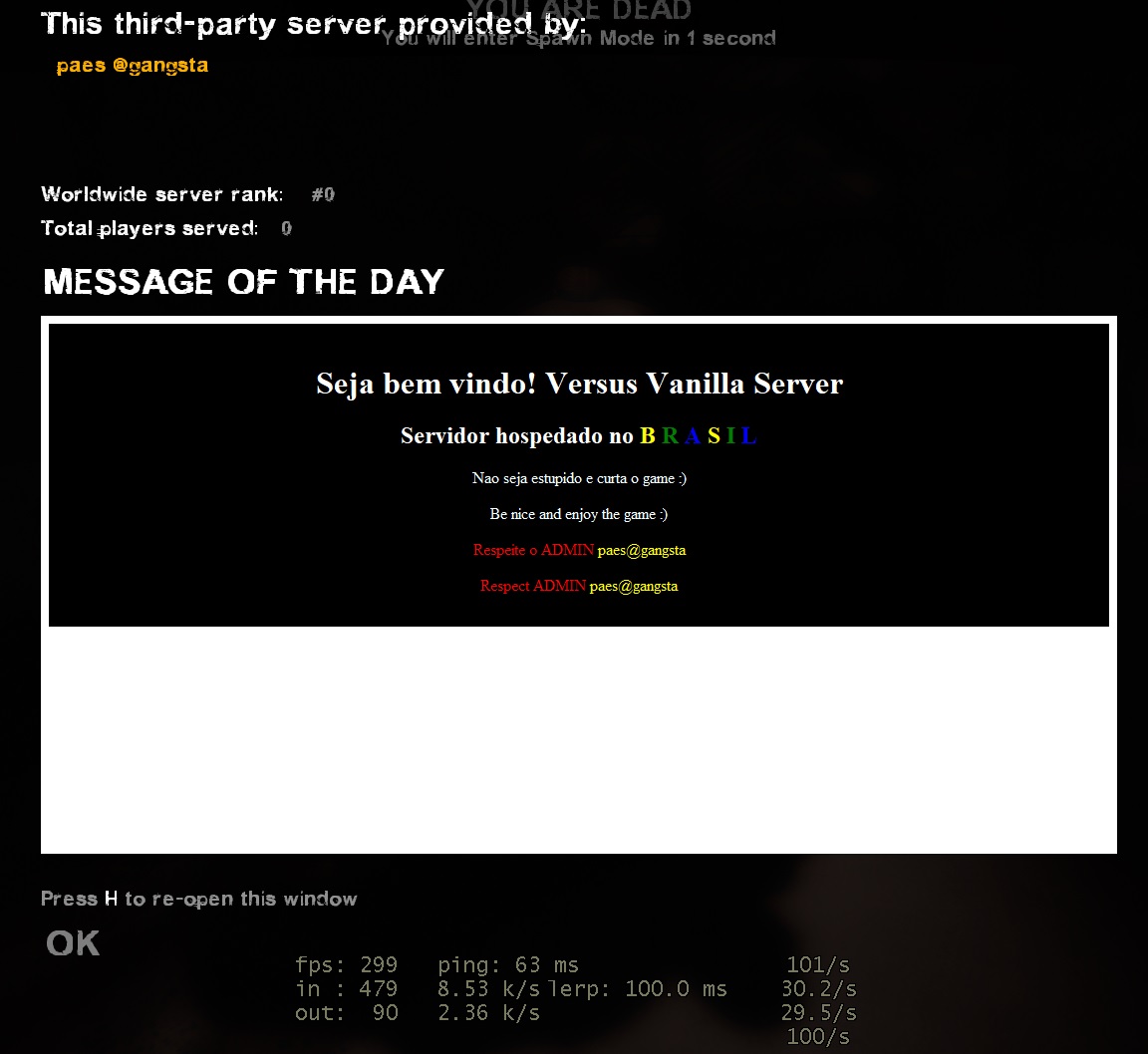 L4D2 server welcome page